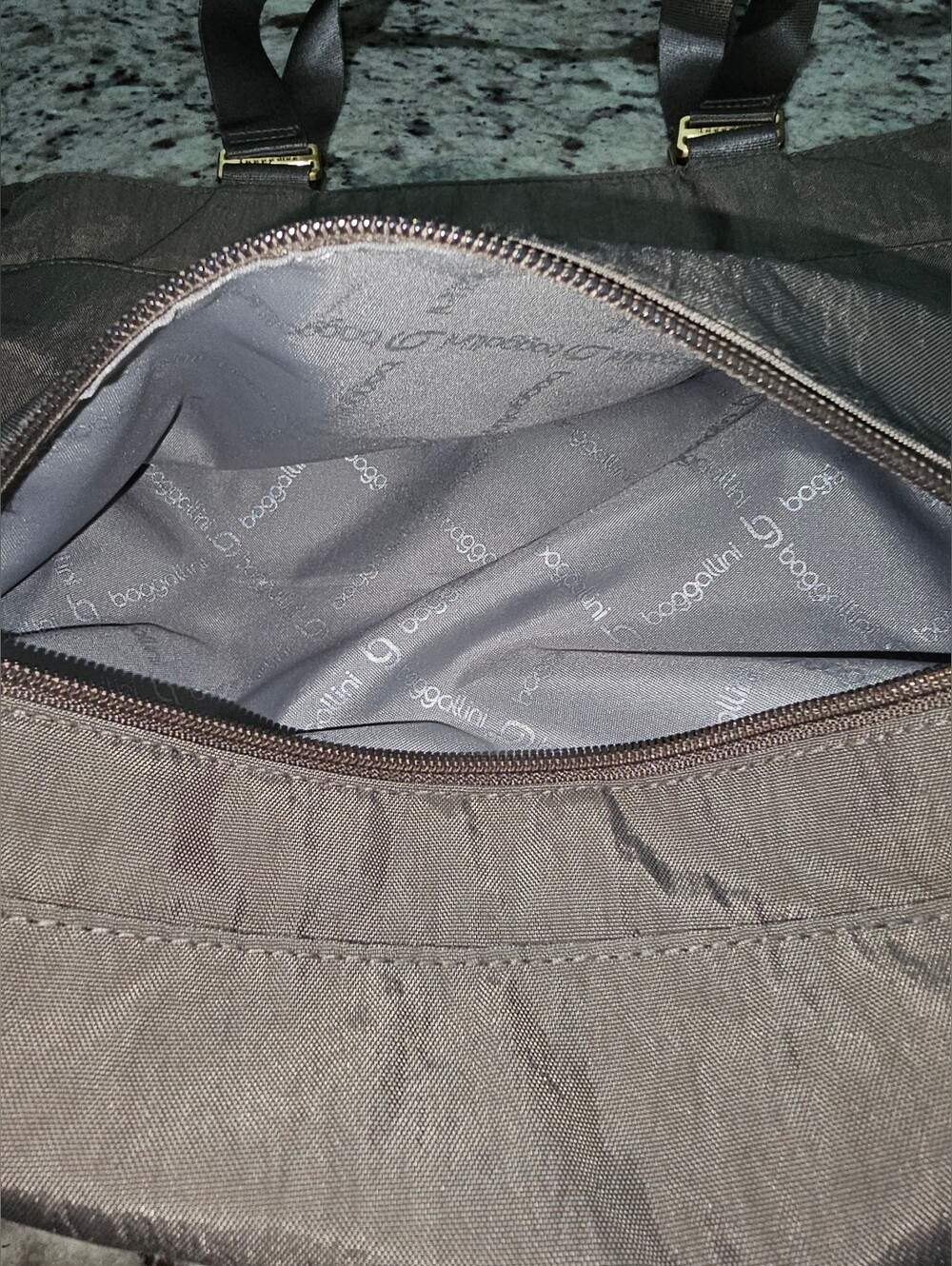 Baggallini Tulum Light Weight Nylon Taupe Travel Tote Bag - Picture 8 of 11